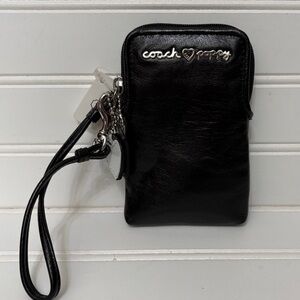 COACH Black Poppy Patent Leather Y2K Vintage Wristlet Wallet New W Tags